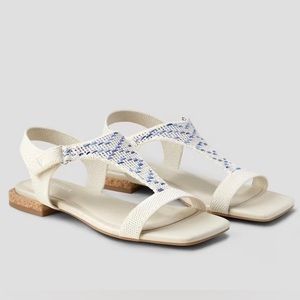 Vivaia Mia Crochet Sandal, Tan and Blue, Women’s 9